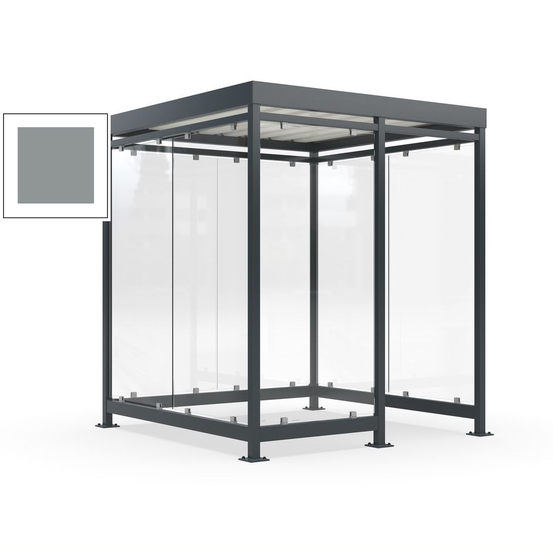Raucherunterstand, Bushaltestelle, 7 Wände, 6-7 Personen, 2.510 x 2.165 x 2.165 mm (HxBxT), Farbe Achatgrau