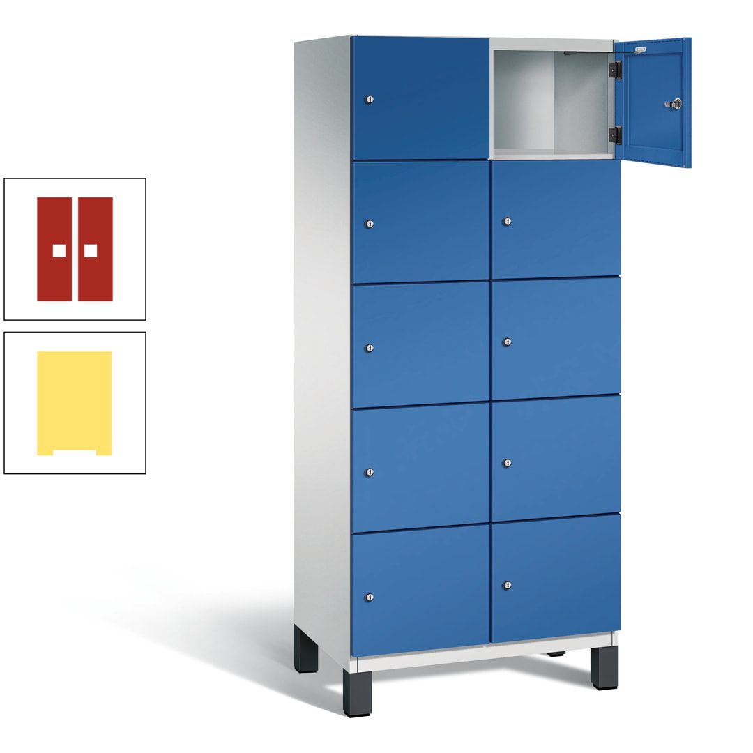Fächerschrank, Stahlschrank, 10 Fächer, Türöffnungsbegrenzer, Füße, 1.980 x 800 x 525 mm (HxBxT), Korpus anthrazitgrau, Front anthrazitgrau