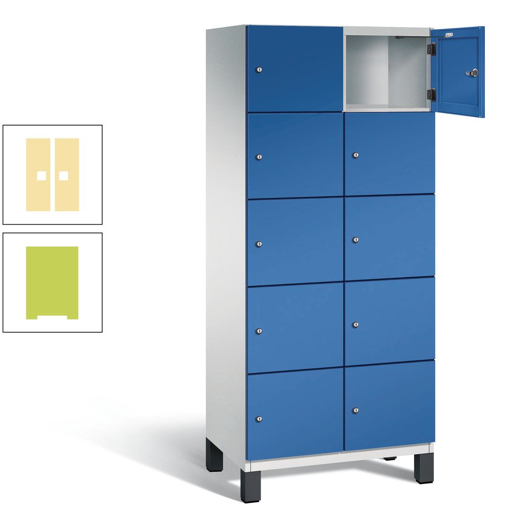 Fächerschrank, Stahlschrank, 10 Fächer, Türöffnungsbegrenzer, Füße, 1.980 x 800 x 525 mm (HxBxT), Korpus anthrazitgrau, Front anthrazitgrau