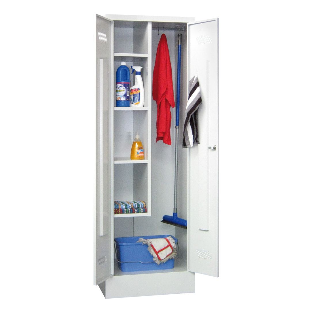 Putzschrank mit Füßen - 1 Abteil mit Trennwand - 1.850x600x500 mm (HxBxT) - Drehriegel - anthrazitgrau