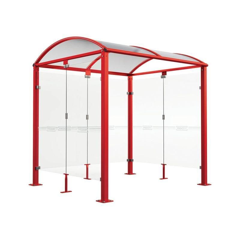 Fahrradunterstand, Fahrradüberdachung, All-in-One + Zusatz, Sicherheitsglas, 2.635 x 5.000 x 2.090 mm (HxBxT), auf Bodenplatten, Farbe enzianblau