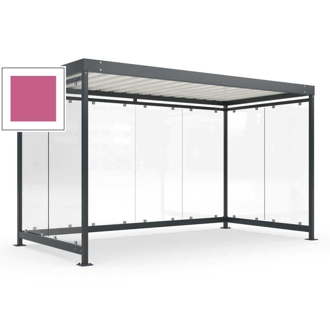 Fahrradunterstand, Fahrgastunterstand, Bushaltestelle, Bausatz, 12-13 Personen, 2.510 x 4.195 x 2.165 mm (HxBxT), 8 Wände, Achatgrau