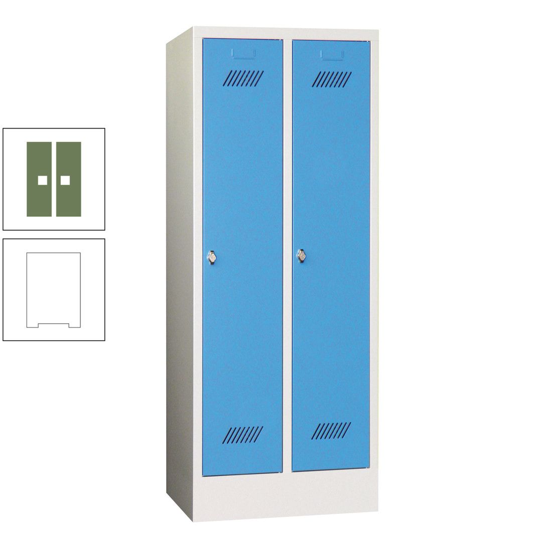 Spindschrank f. Schulen - mit Sockel - Höhe 1.600 mm - 2 Abteile a 300 mm - Drehriegel - anthrazitgrau