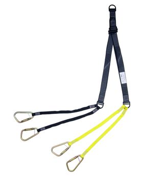 Abseilsystem für Schleifkorbtrage, Transportgehänge, Nylon, bis 22 kN, Länge 1.600 mm, 520 mm Längenverstellbarkeit, Höhenrettung, Tiefenbergung