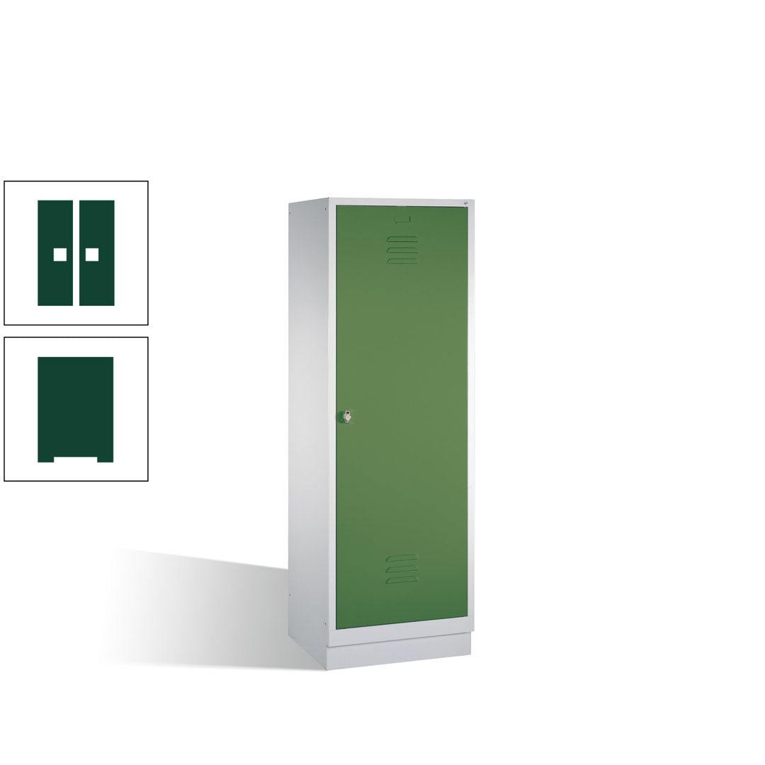 Doppel-Spind mit Großtür, Garderobenschrank mit Sockel, 2 Abteile a 300 mm, Korpus anthrazitgrau, Tür anthrazitgrau, 1.800 x 610 x 500 mm (HxBxT)