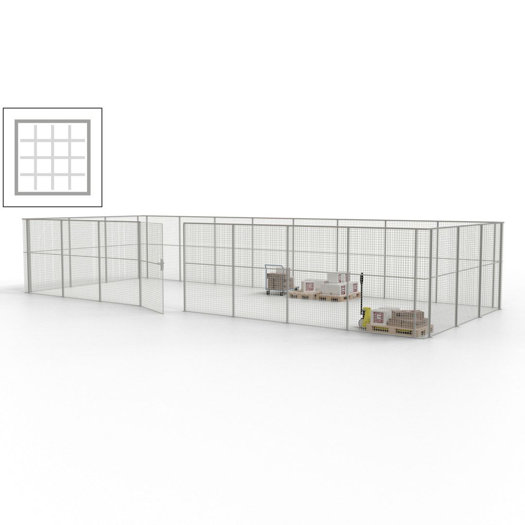 Maschinen Schutzgitter - Hallentrennwand - Sicherheitszaun - Tür - 33 m - 2.200 x 12.400 x 4.900 mm (HxBxT) - enzianblau