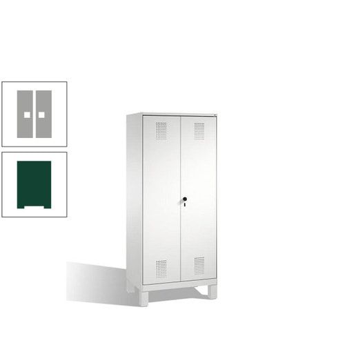 Doppel-Spind, Doppeltüren, Garderobenschrank mit Füßen, 2 Abteile a 400 mm, Korpus anthrazitgrau, Tür anthrazitgrau, 1.850 x 800 x 500 mm (HxBxT)