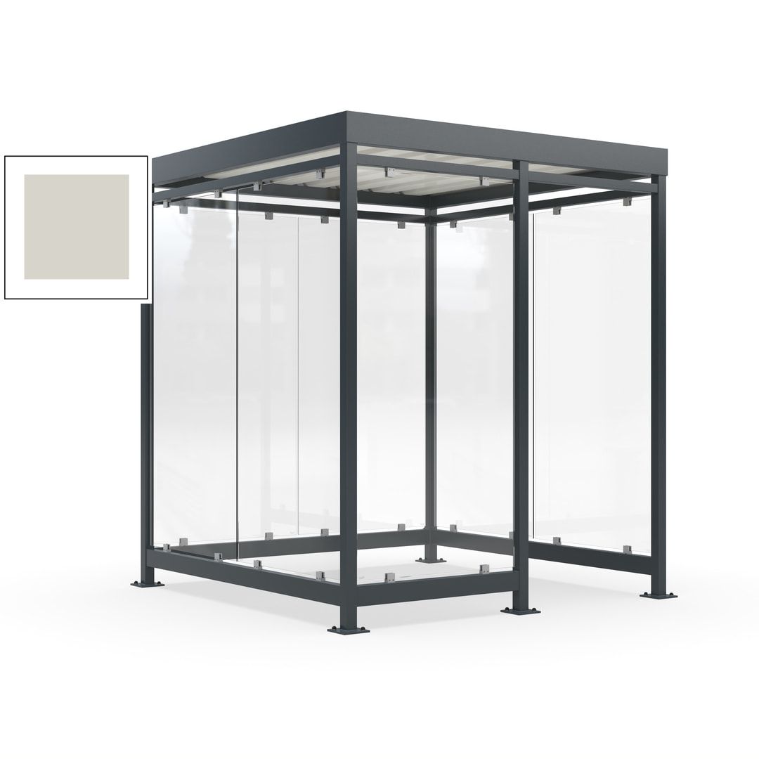 Raucherunterstand, Bushaltestelle, 7 Wände, 6-7 Personen, 2.510 x 2.165 x 2.165 mm (HxBxT), Farbe Achatgrau