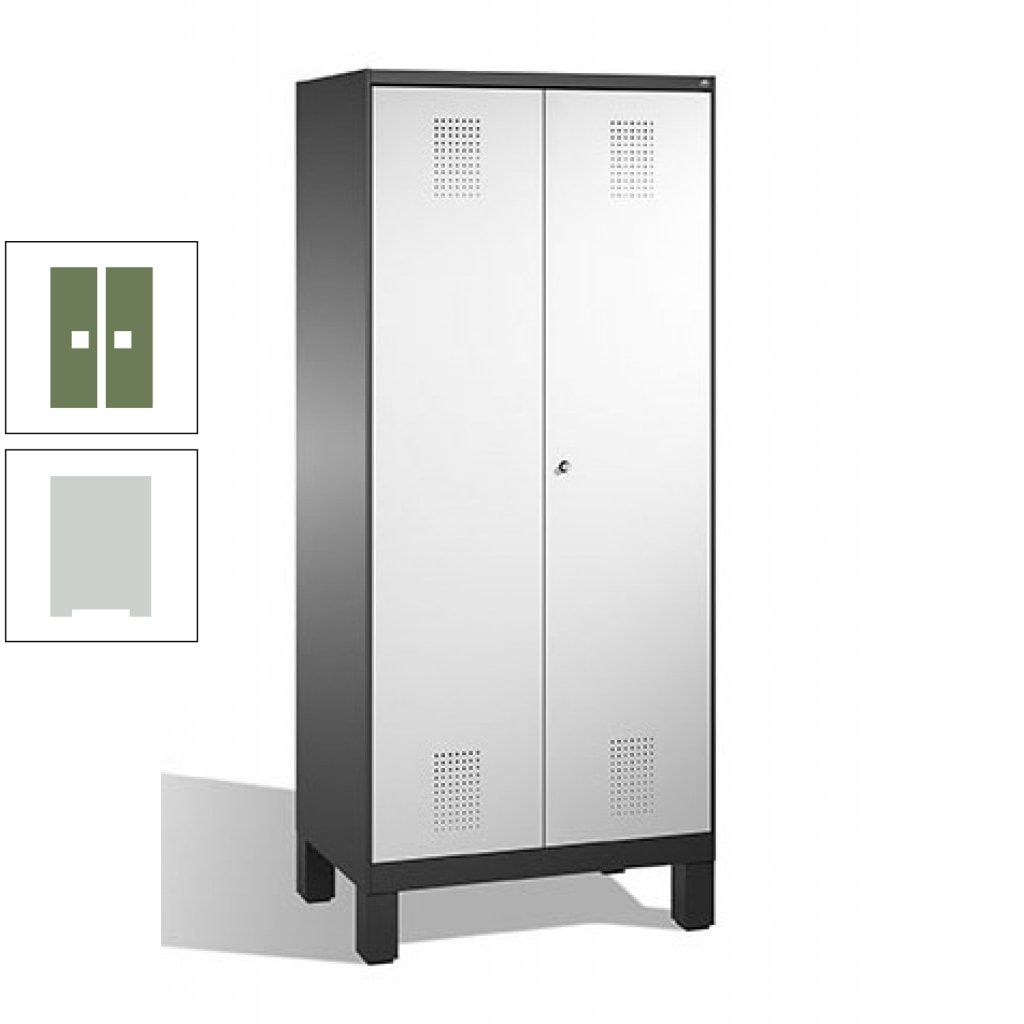 Mehrzweckschrank, Doppeltüren, auf Füßen, 2 Abteile a 400 mm, Korpus anthrazitgrau, Tür anthrazitgrau, 1.850 x 800 x 500 mm (HxBxT)