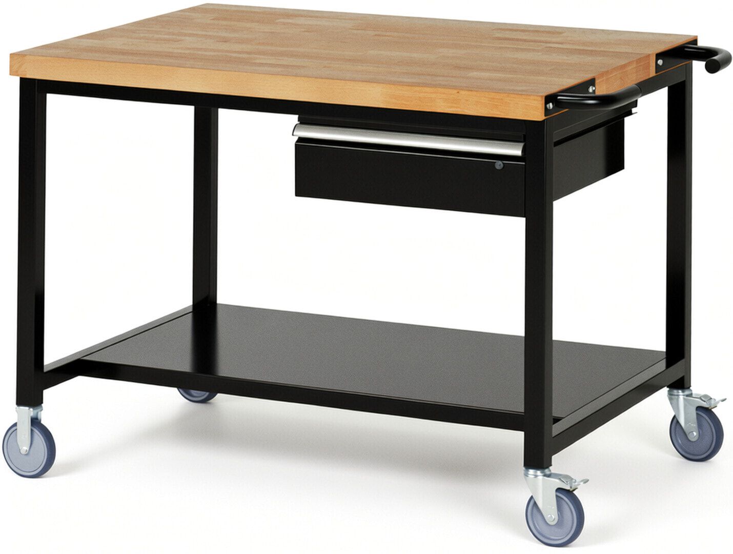 Mobile Werkbank mit Ablageboden - 1 Schublade - 150:1 - höhenverstellbar 880-1.080 mm - 1.250 x 900 mm (BxT) - 450 kg - Anthrazitgrau