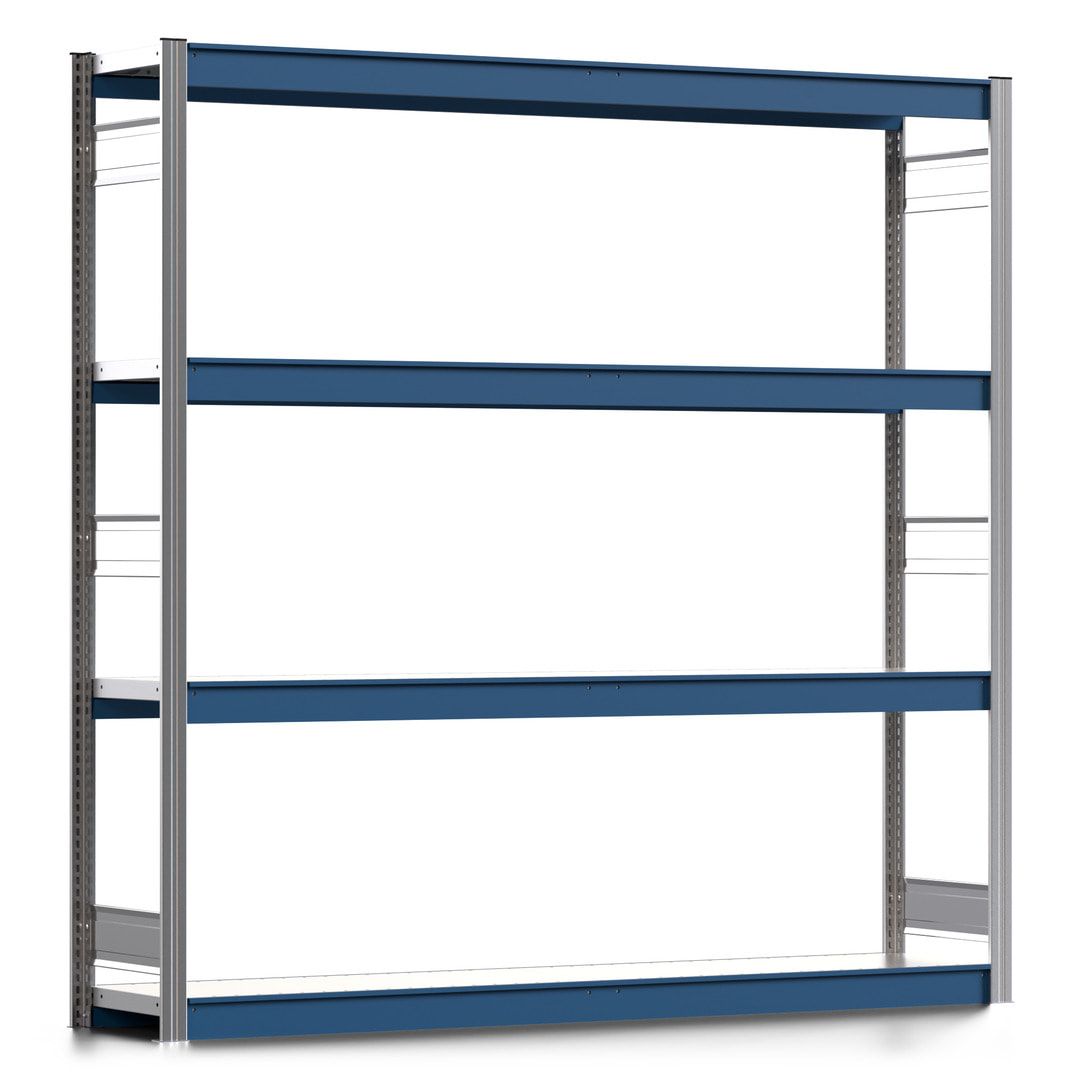 Weitspannregal EMIL - 2.000 x 2.010 x 400 mm (HxBxT) - Fachlast 400 kg - Anbauregal - Stahlfachböden - Lagerregal