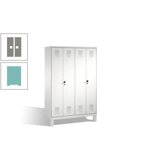 Doppel-Spind, Doppeltüren, Garderobenschrank mit Füßen, 4 Abteile a 300 mm, Korpus anthrazitgrau, Tür anthrazitgrau, 1.850 x 1.200 x 500 mm (HxBxT)