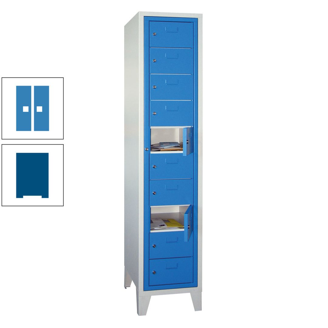 Schließfachschrank - Wäscheausgabeschrank - 10 Fächer a 315 mm - 1.850x400x500 mm (HxBxT) - Füße - Zylinderschloss - anthrazitgrau