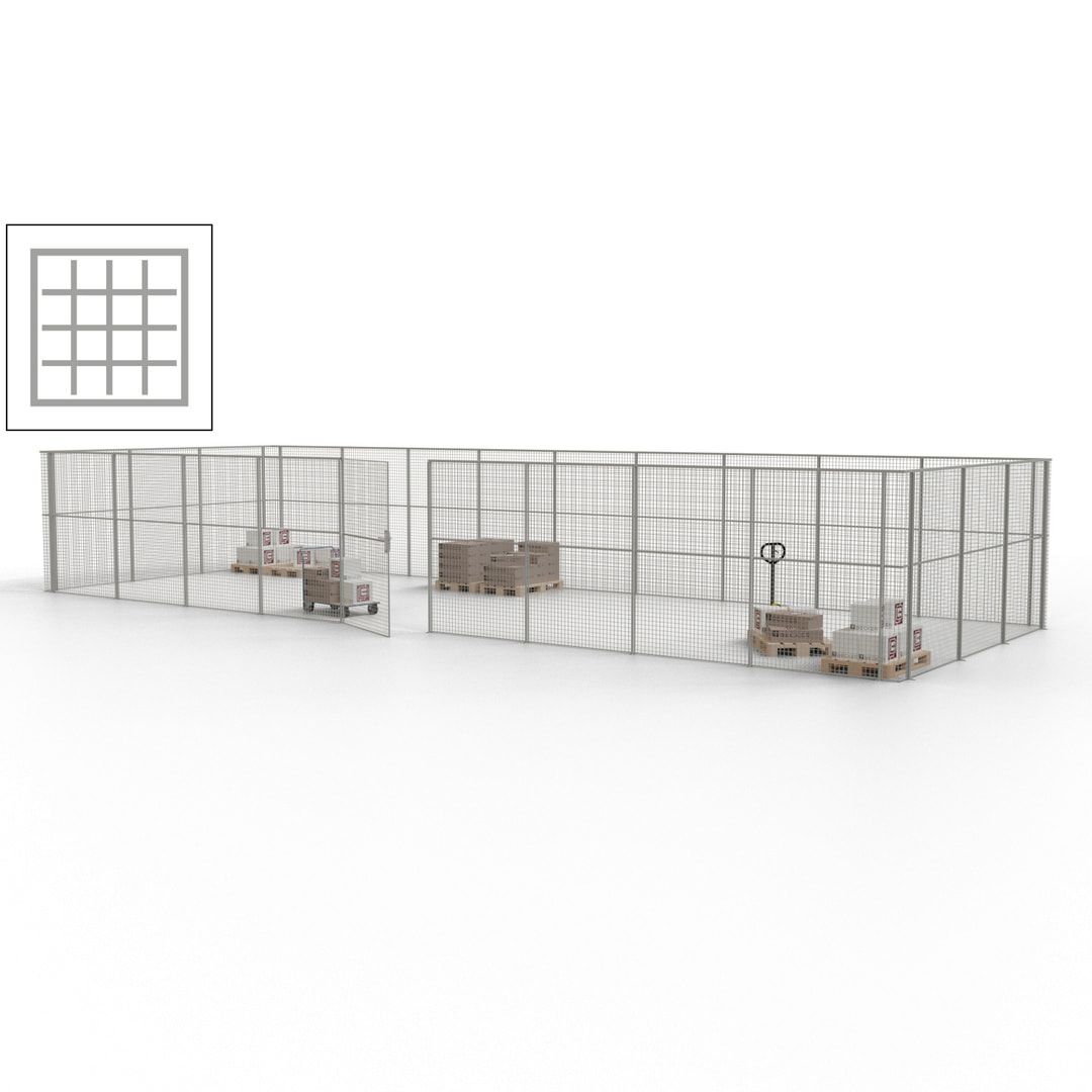 Maschinen Schutzgitter - Hallentrennwand - Sicherheitszaun - Tür - 36 m - 2.200 x 13.900 x 4.900 mm (HxBxT) - enzianblau