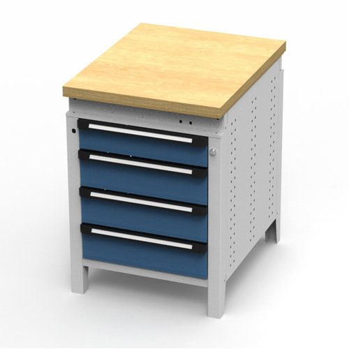 OTTOKIND Werkbank - Arbeitsplatte bündig - 850 x 605 x 750 mm (HxBxT) - 4 Schubladen - lichtgrau