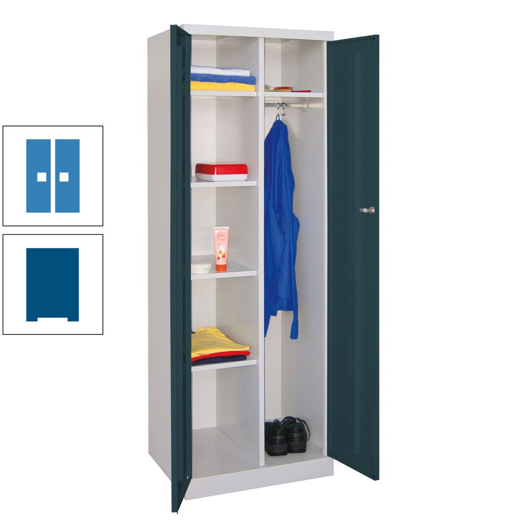 Kleiderschrank mit Sockel - Spind - 1 Abteil mit Trennwand - 1.800x600x500 mm (HxBxT) - Zylinderschloss - anthrazitgrau