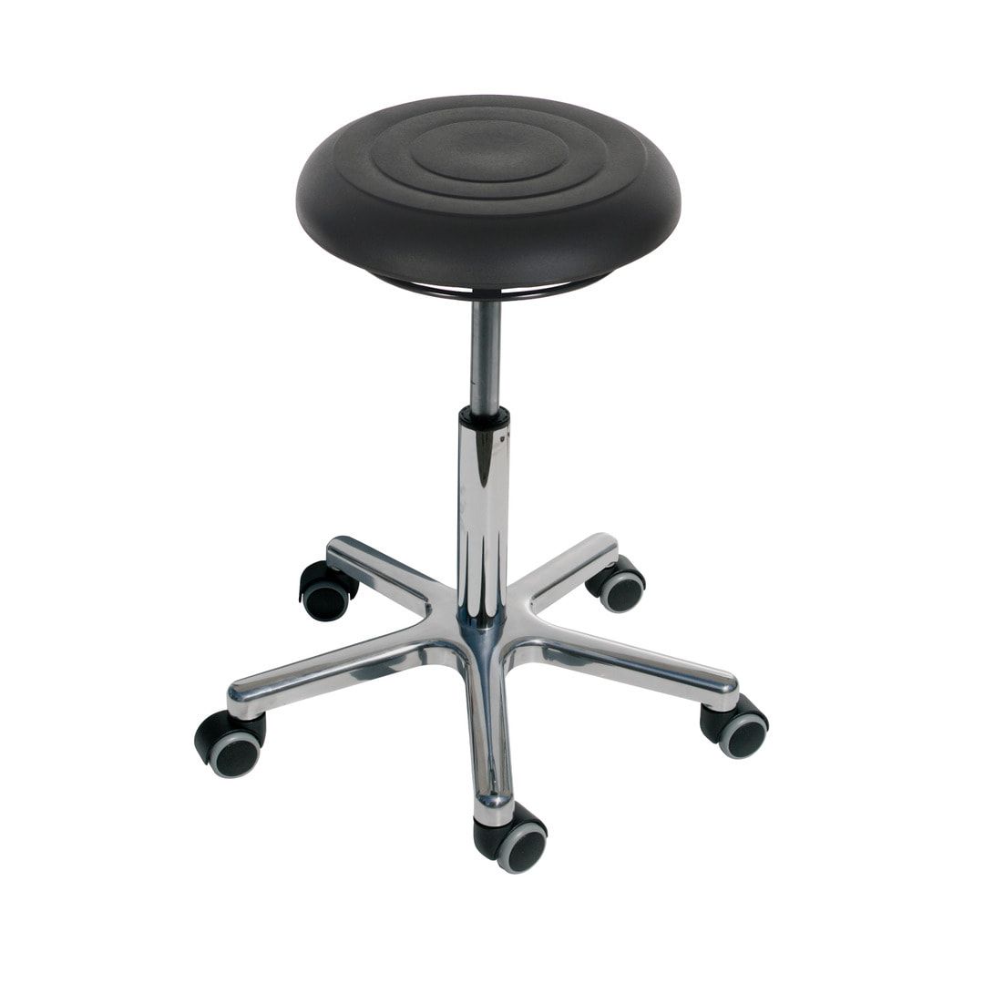 Arbeitshocker - Sitzhöhe 480 - 660 mm - PU Schaum - Aluminium Fußkreuz mit Gleitern