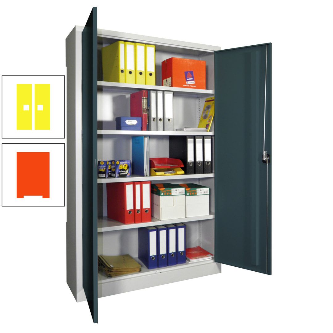 Aktenschrank - Vollblechtüren - 1.950x1.200x400 mm (HxBxT) - 4 Einlegeböden verzinkt - Zylinderschloss - anthrazitgrau