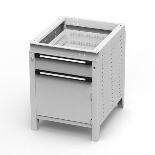 OTTOKIND Werkbank - Arbeitsplatte bündig - 850 x 605 x 750 mm (HxBxT) - Schublade - Schrank - lichtgrau