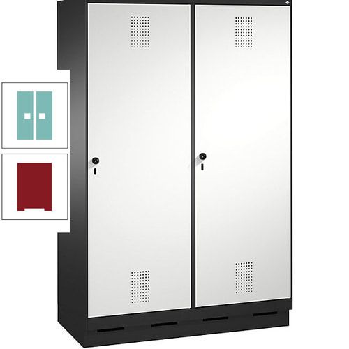 Doppel-Spind, Garderobenschrank, 2 Türen für 4 Abteile a 300 mm, Korpus anthrazitgrau, Türen anthrazitgrau, 1.800 x 1.200 x 500 mm (HxBxT)