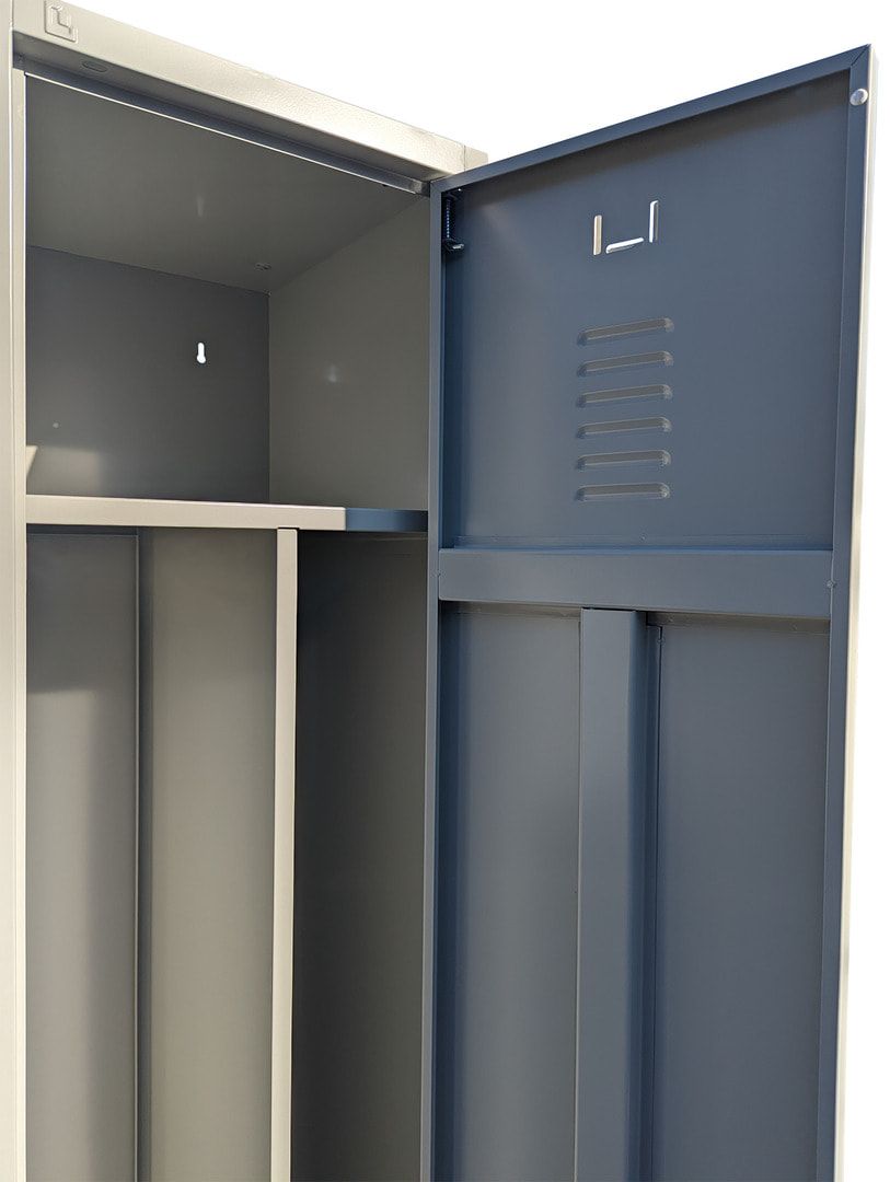 Garderobenschrank, Garderobenspind, 1 Abteil, Abteiltrennwand, 1.800 x 415 x 500 mm (HxBxT), Stahl, Drehriegel, Korpus: lichtgrau, Front: anthrazit