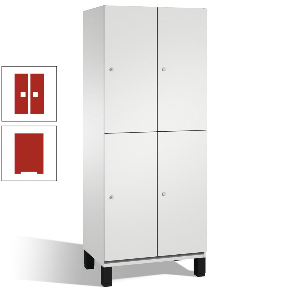 Fächerschrank, Stahlschrank, doppelstöckig, 4 Fächer, Füße, Korpus anthrazitgrau, Tür anthrazitgrau, 1.980 x 600 x 525 mm (HxBxT)