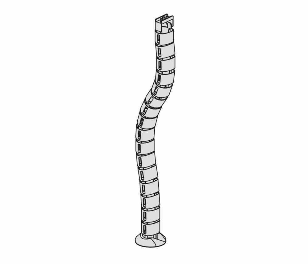 Kabelspirale für Bodenzufuhr, 15 Elemente, unter Tischplatte montierbar, Durchmesser: 60 mm, Länge: 800 mm, für Serie Eco und Pro, silber