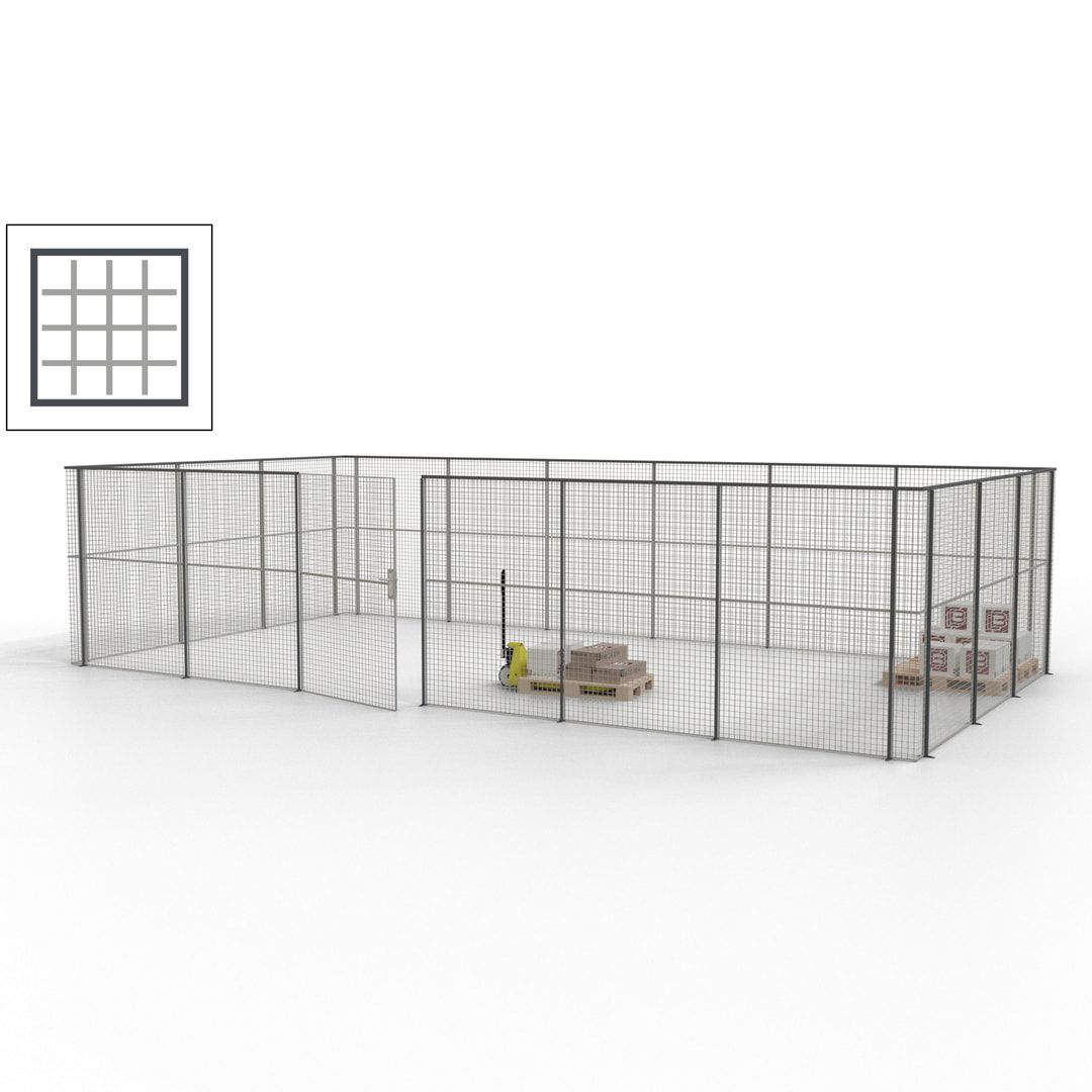 Maschinen Schutzgitter - Hallentrennwand - Sicherheitszaun - Tür - 27 m - 2.200 x 9.400 x 4.900 mm (HxBxT) - enzianblau