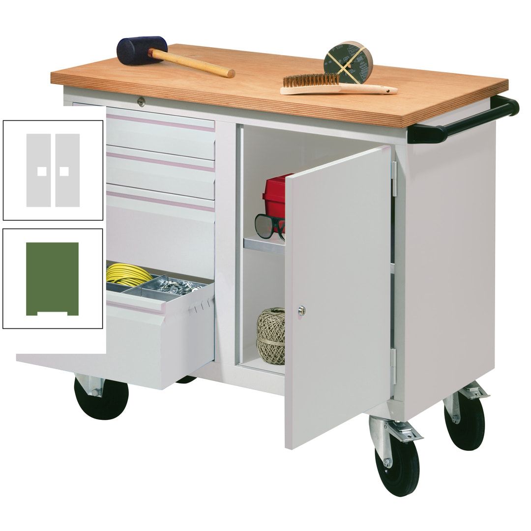 Mobile Werkbank - Werkstattwagen - 915 x 1.090 x 600 mm - 4 Schubladen und Schrankfach - anthrazitgrau