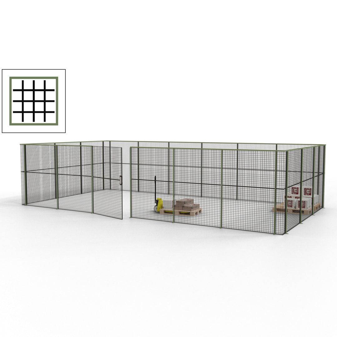 Maschinen Schutzgitter - Hallentrennwand - Sicherheitszaun - Tür - 27 m - 2.200 x 9.400 x 4.900 mm (HxBxT) - enzianblau