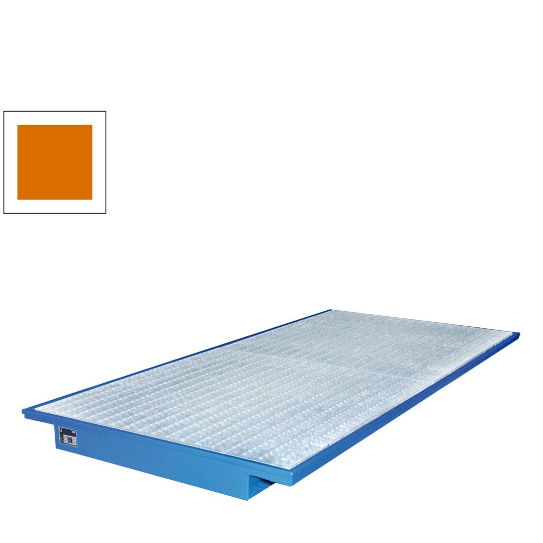BAUER Einhänge-Regalwanne für Palettenregale mit Gitterrost - (BxT) 1.750 x 1.250 mm - Volumen 200 l - feuerrot