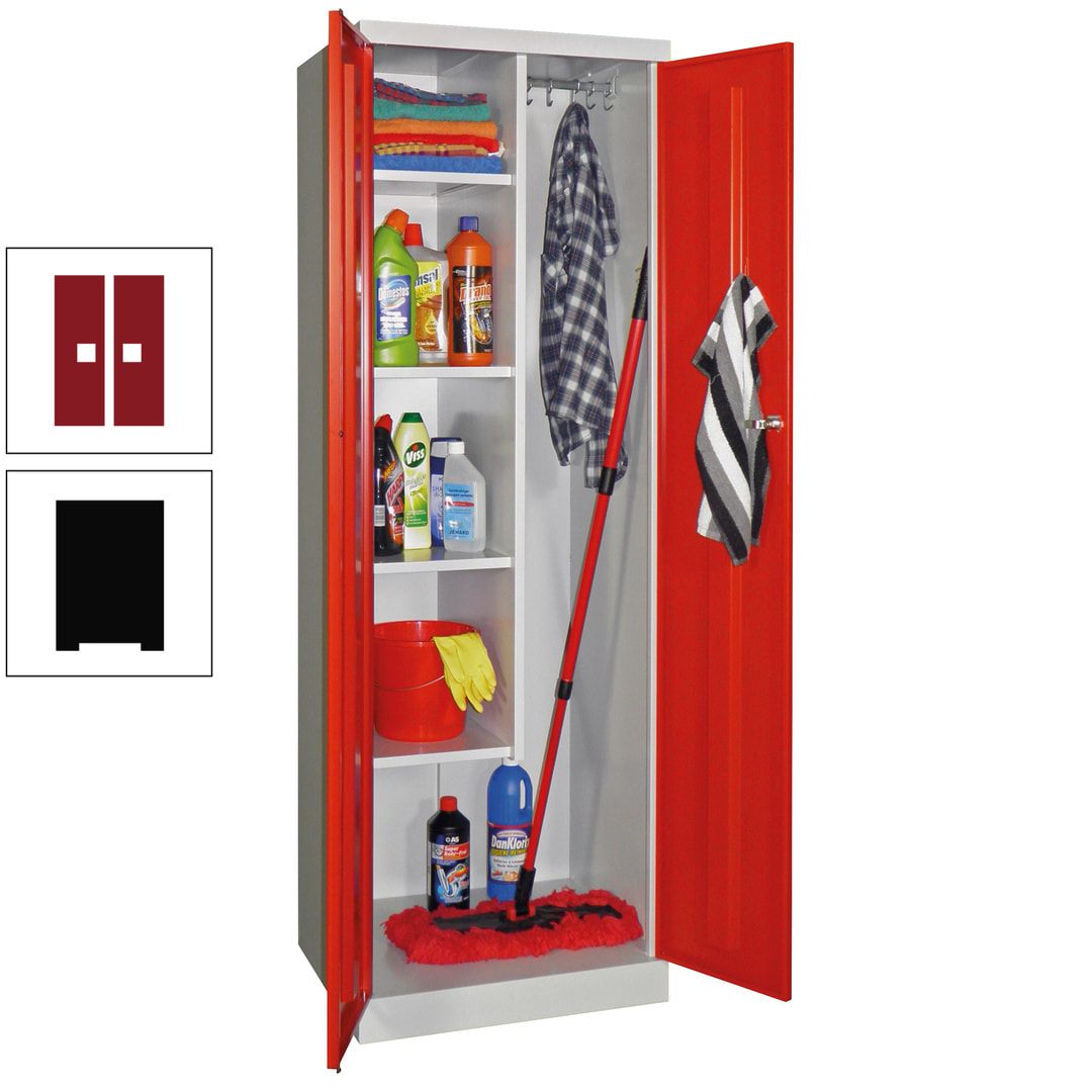 Putzschrank mit Sockel - 1 Abteil mit Trennwand - 1.800x600x500 mm (HxBxT) - Zylinderschloss - anthrazitgrau