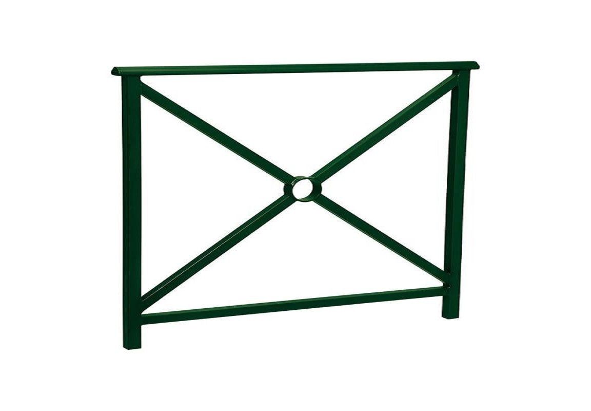 Geländer Kreuz und Kreis - 1.000 x 1.500 mm - abgerundeter Handlauf - Farbe enzianblau - Außengeländer Systemgeländer