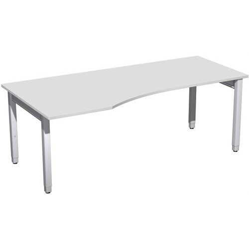 Eckschreibtisch, Ecke links, Füße einseitig verkürzt, 4-Fuß Quadrat Pro, höhenverstellbar, 680-800 x 1.600x 1.000 mm (HxBxT), Dekor Ahorn