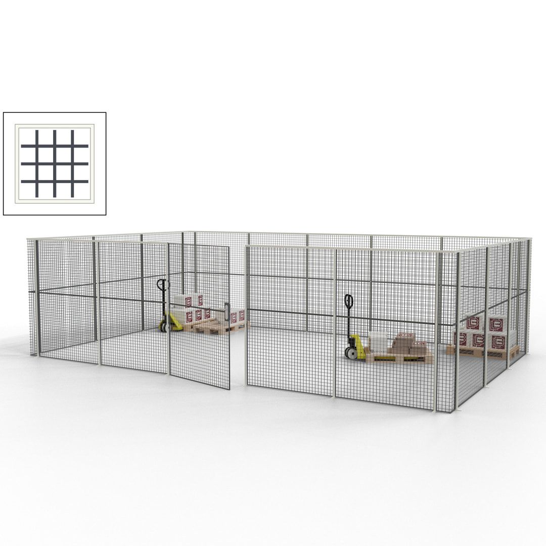Maschinen Schutzgitter - Hallentrennwand - Sicherheitszaun - Tür - 22 m - 2.200 x 7.900 x 4.900 mm (HxBxT) - enzianblau