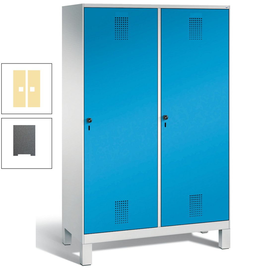 Doppel-Spind, Garderobenschrank, 2 Türen für 4 Abteile a 300 mm, Korpus anthrazitgrau, Türen anthrazitgrau, 1.850 x 1.200 x 500 mm (HxBxT)