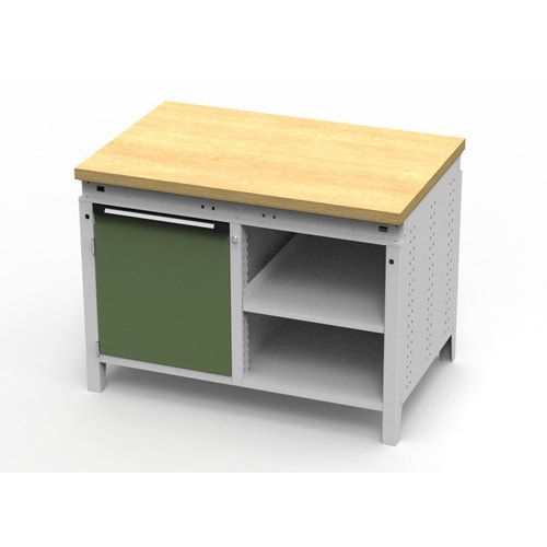 OTTOKIND Werkbank - bündige Arbeitsplatte - 850 x 1.150 x 750 mm (HxBxT) - Schrank - 2 Ablageböden - lichtgrau