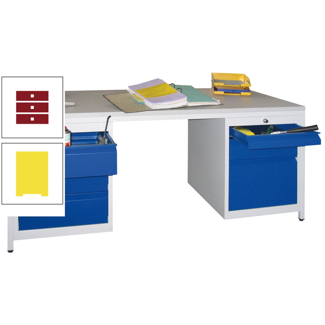 Meisterschreibtisch - 6 Schubladen, 75 / 125 / 150 / 175 / 300 mm - 720 x 1.700 x 800 mm (HxBxT) - anthrazitgrau