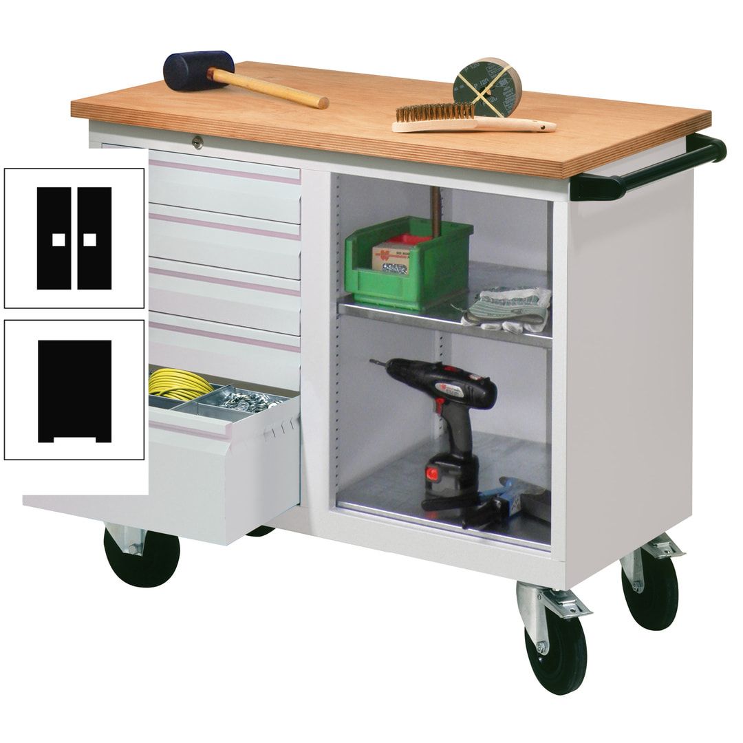 Mobile Werkbank - Werkstattwagen - 915 x 1.090 x 600 mm - 5 Schubladen und Ablagefach - anthrazitgrau