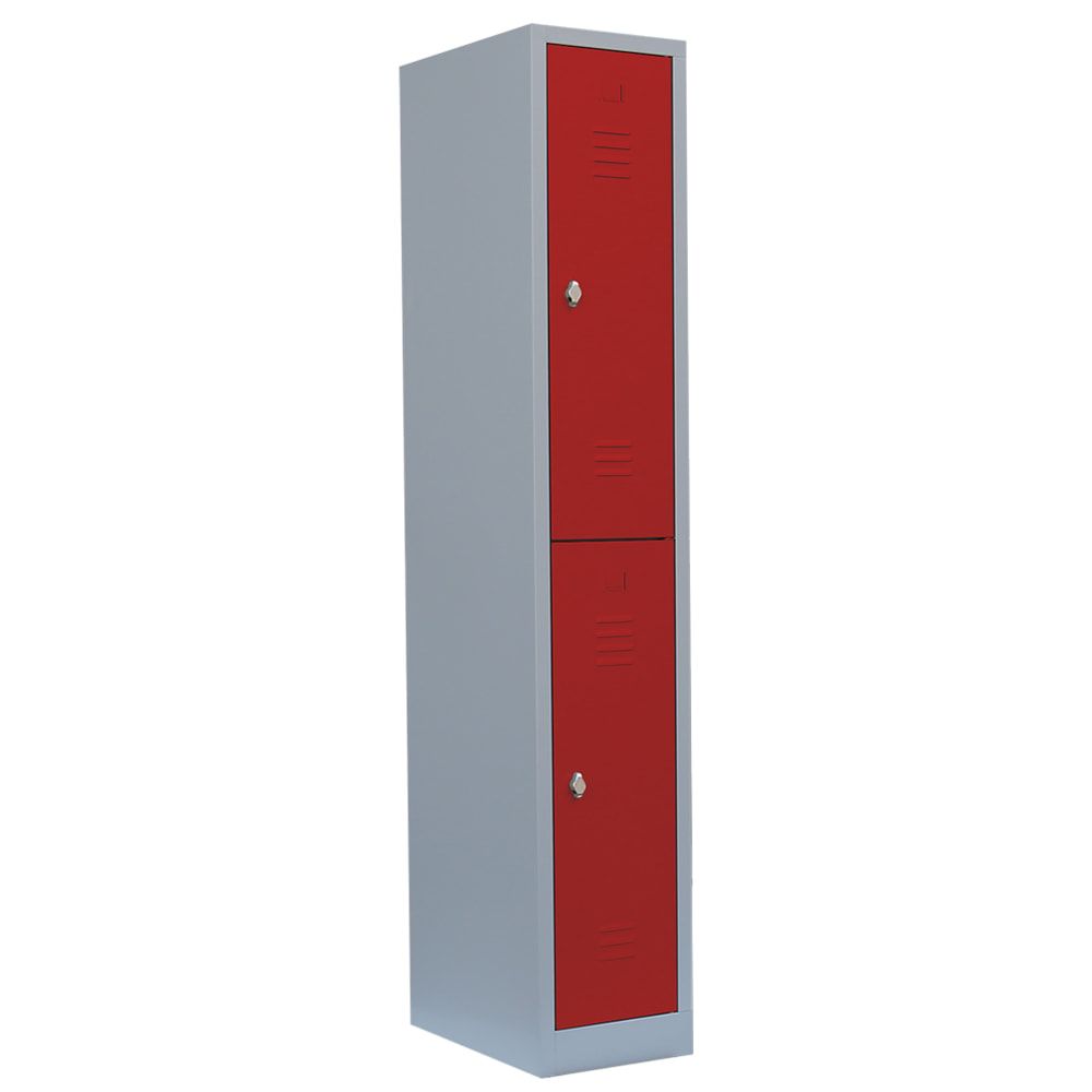 Garderobenschrank, Doppelstockspind, 1 Abteil, 2 Fächer, 1.800 x 315 x 500 mm (HxBxT), Stahl, Drehriegel, Korpus: lichtgrau, Front: anthrazitgrau