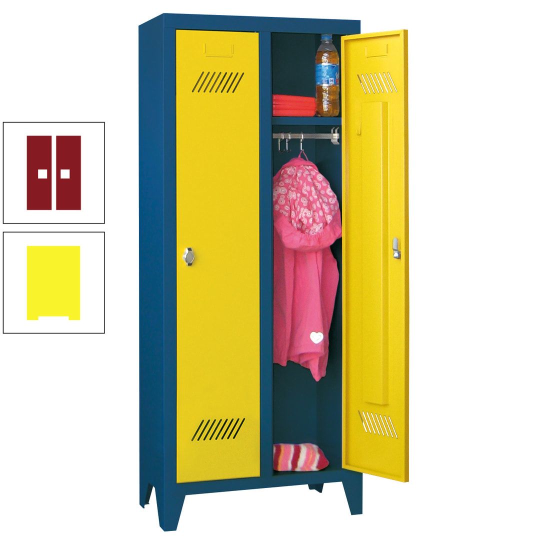 Spindschrank f. Kindergärten - mit Füßen - Höhe 1.300 mm - 2 Abteile a 250 mm - Zylinderschloss - anthrazitgrau