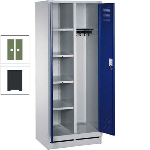 Mehrzweckschrank, Doppeltüren, Füße, 2 Abteile a 300 mm, Korpus anthrazitgrau, Tür anthrazitgrau, 1.800 x 600 x 500 mm (HxBxT)