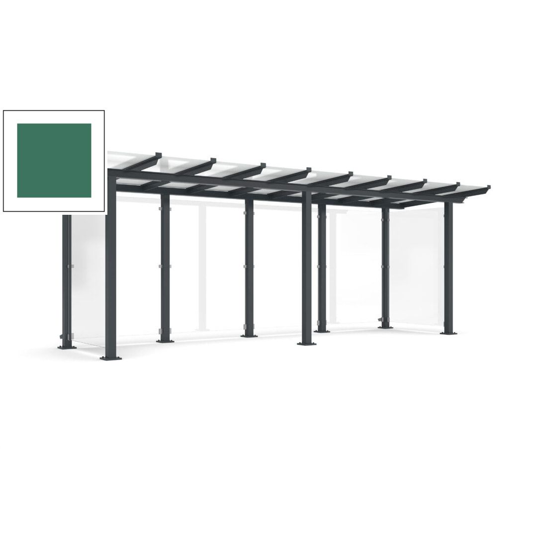 Unterstand mit Pultdach und Sicherheitsglas - feuerverzinkt und farbbeschichtet - 2.435 x 6.850 x 2.090 (HxBxT) - Farbe Achatgrau