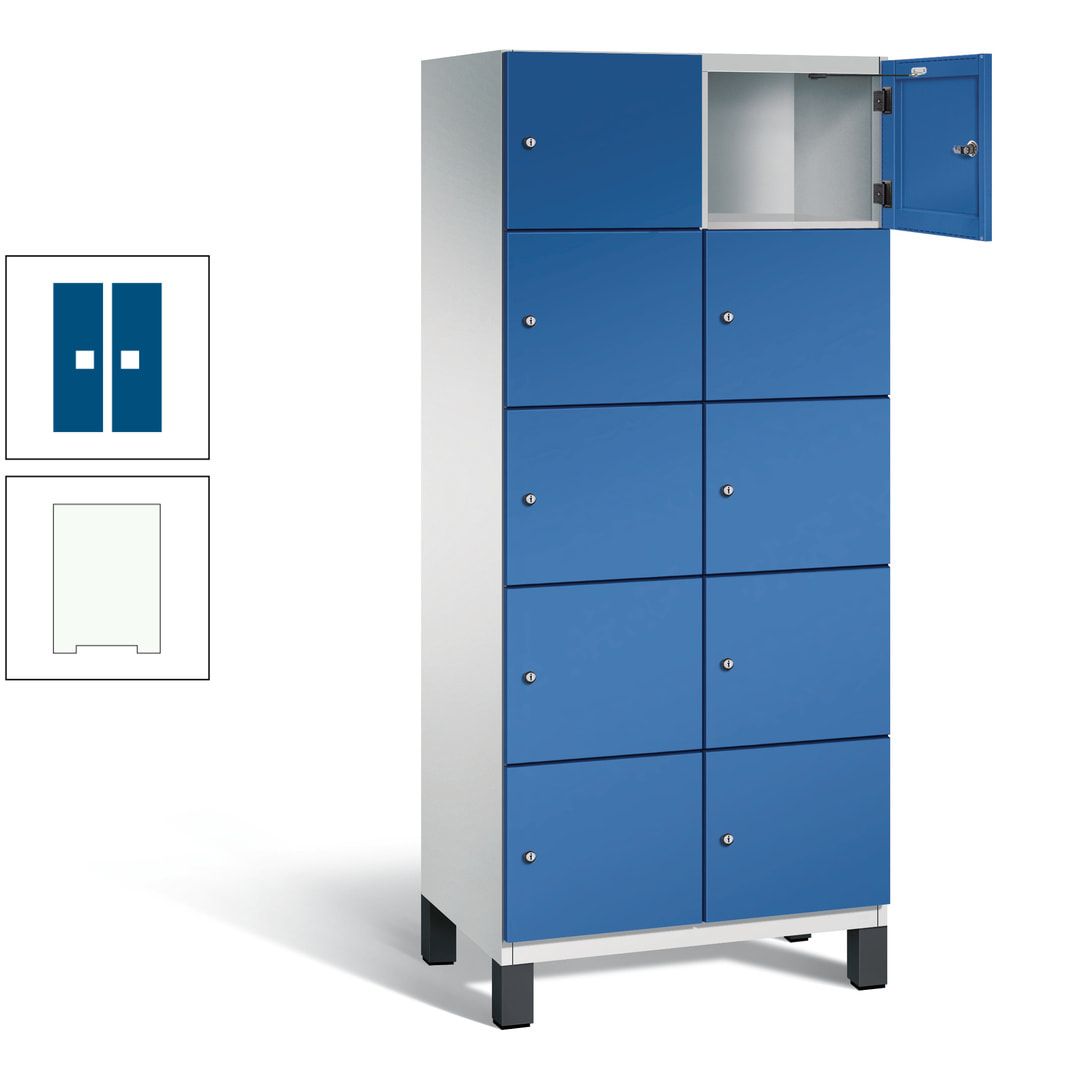 Fächerschrank, Stahlschrank, 10 Fächer, Türöffnungsbegrenzer, Füße, 1.980 x 800 x 525 mm (HxBxT), Korpus anthrazitgrau, Front anthrazitgrau