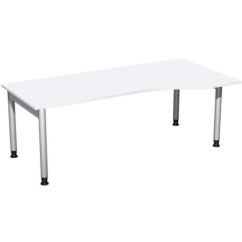 Eckschreibtisch, Ecke rechts, Füße einseitig verkürzt, 4-Fuß Pro, höhenverstellbar, 680-800 x 1.600 x 1.000 mm (HxBxT), Dekor Ahorn