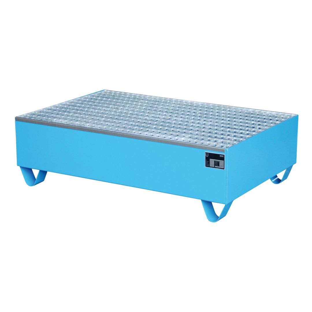 Auffangwanne - 1.200 x 800 mm (BxT) - 215 l - Füße - Gitterrost - feuerrot