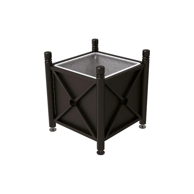 Pflanzbehälter, Stahlblech feuerverzinkt, verstellbare Füße, Innenfach feuerverzinkt, Kopf Agora, 750 x 800 x 800 mm (HxBxT), enzianblau