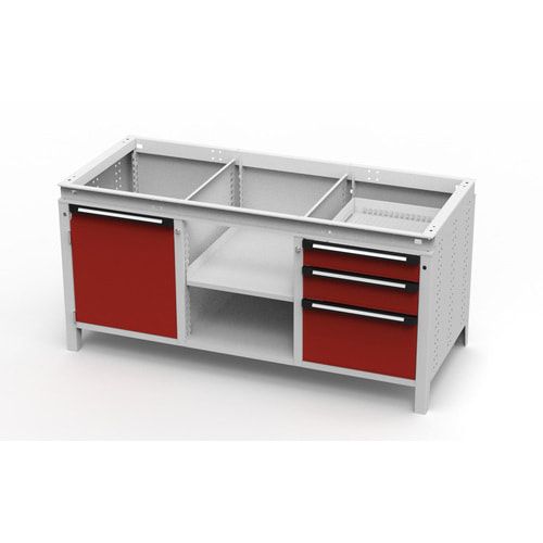 OTTOKIND Werkbank - bündige Arbeitsplatte - 850 x 1.695 x 750 mm (HxBxT) - 3 Schubladen - 1 Schrank - 2 Ablageböden - lichtgrau / anthrazitgrau