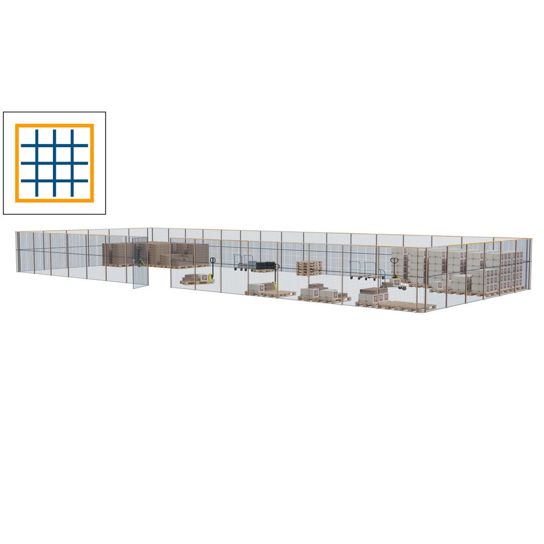 Maschinen Schutzgitter - Hallentrennwand - Sicherheitszaun - Tür - 66 m - 2.200 x 24.400 x 9.400 mm (HxBxT) - enzianblau