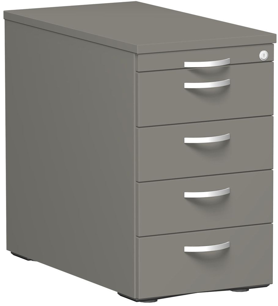 Standcontainer, 4 Schubladen, Ordnungsfach, Zentralverschluss, 720 x 438 x 800 mm (HxBxT), Front Ahorn, Oberboden Ahorn, Korpus Ahorn